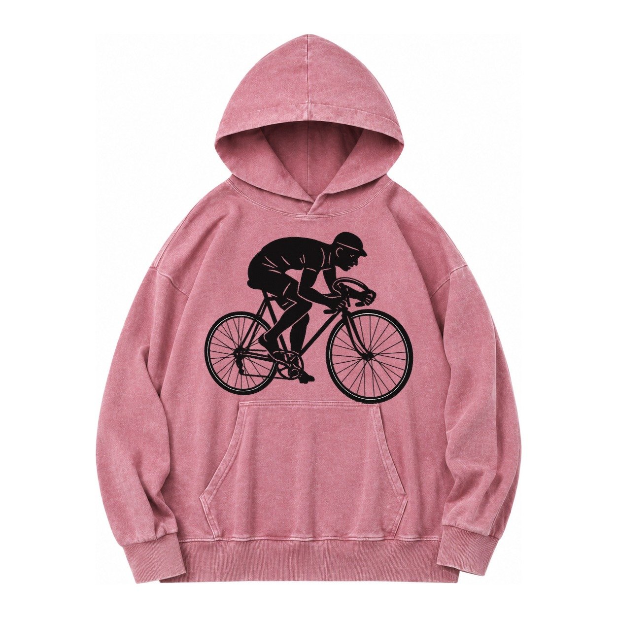 Cyclist Sprinting In Racing Position Vintage Washed Hoodie – Dusty Rose