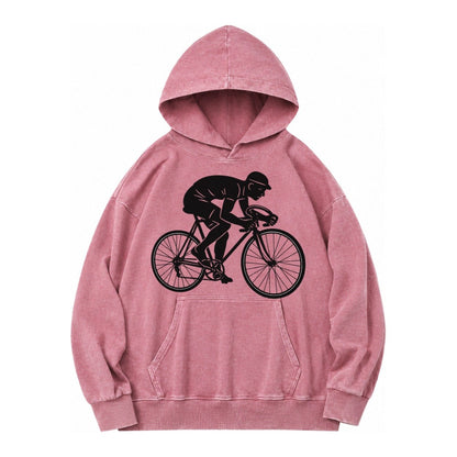 Cyclist Sprinting In Racing Position Vintage Washed Hoodie – Dusty Rose