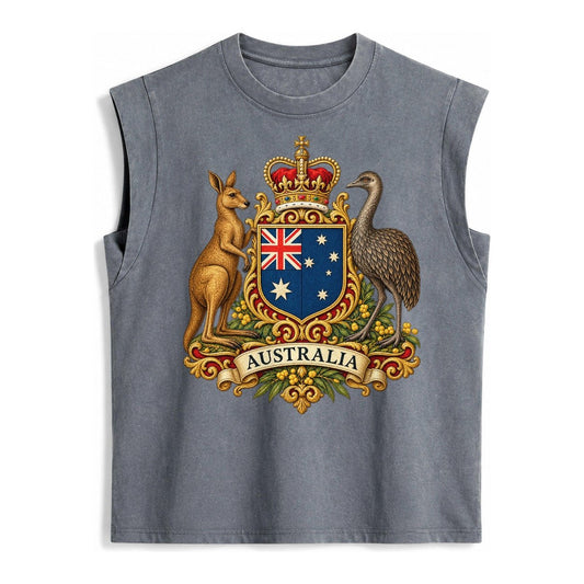 Heritage Coat Badge Vintage Washed Tank – Grey