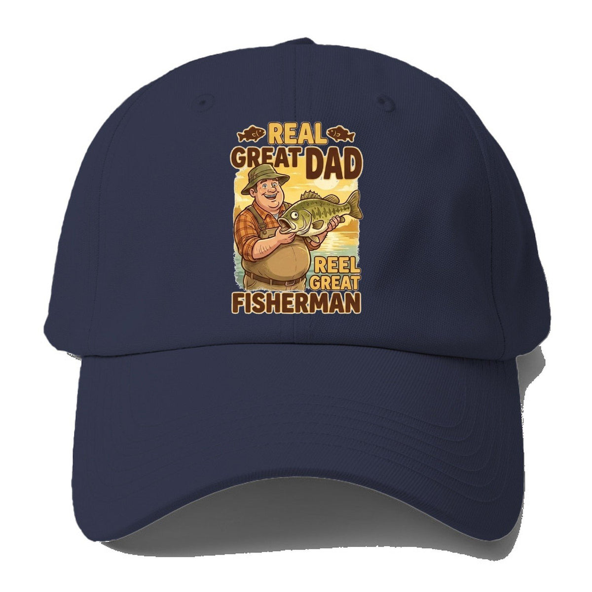Real Great Dad Reel Great Fisherman Baseball Cap – Twilight Navy