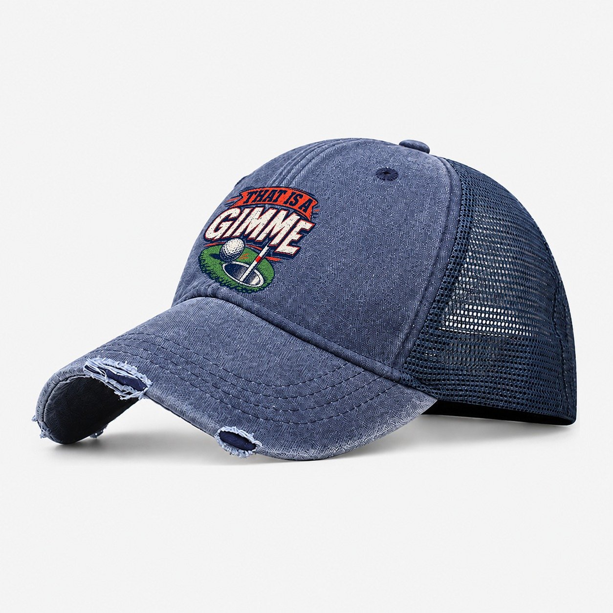 Thats A Gimme Golf Life Washed Trucker Hat – Navy