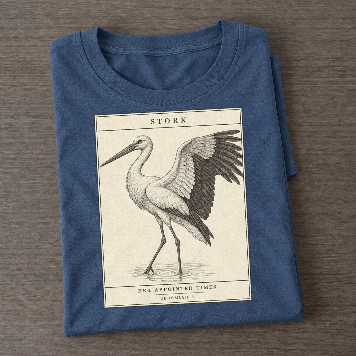 Stork Specimen Plate Creature Canticle Classic T-shirt – Twilight Navy