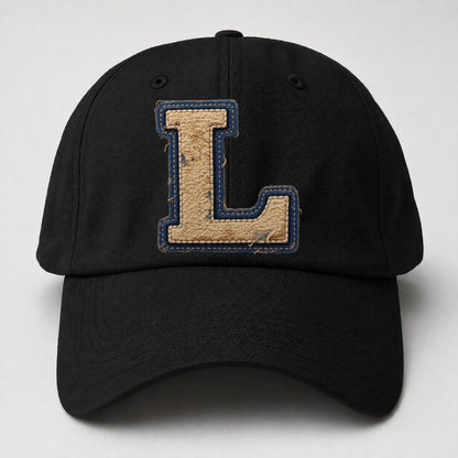 Varsity Chenille L Monogram Baseball Cap – Black