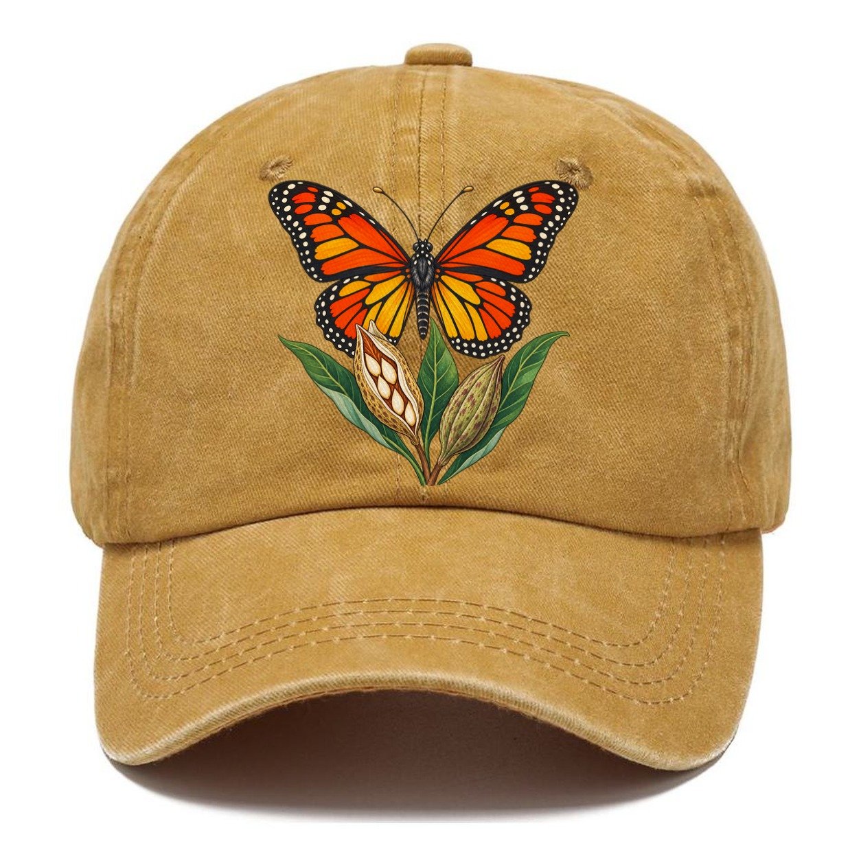 Monarch Butterfly And Milkweed Pods Canada Cultural Icons Classic Cap – Golden Harvest