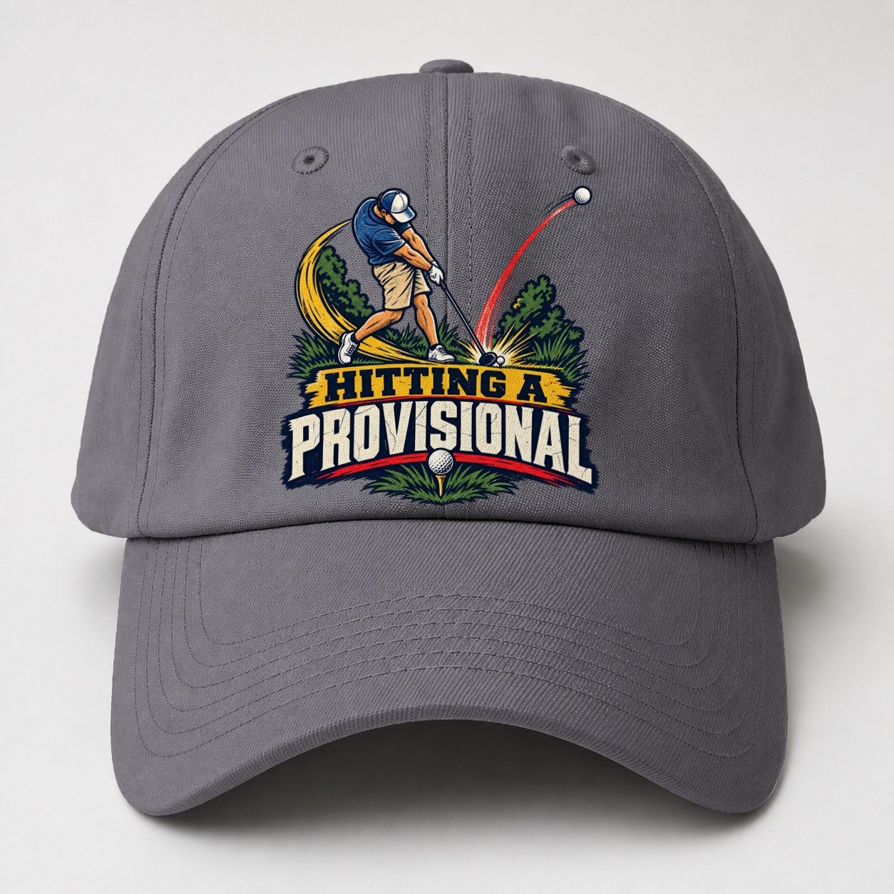 Hitting A Provisional Golf Life Baseball Cap – Grey