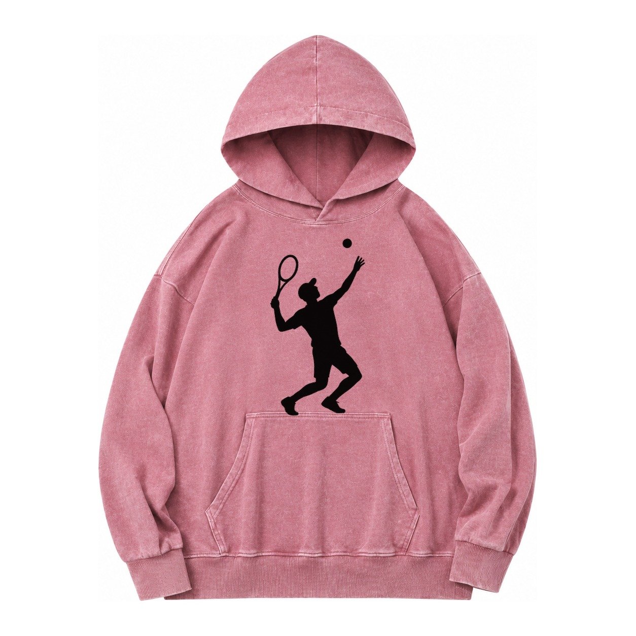 Tennis Player Serving Powerful Shot Vintage Washed Hoodie – Dusty Rose