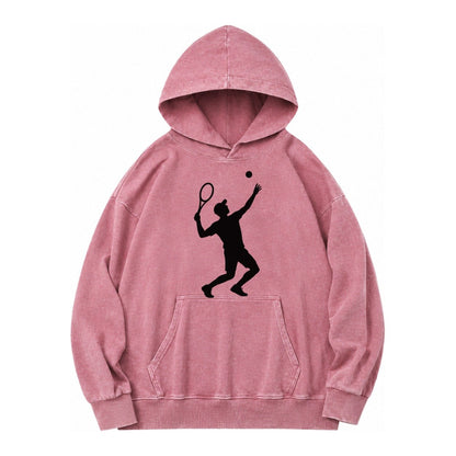 Tennis Player Serving Powerful Shot Vintage Washed Hoodie – Dusty Rose