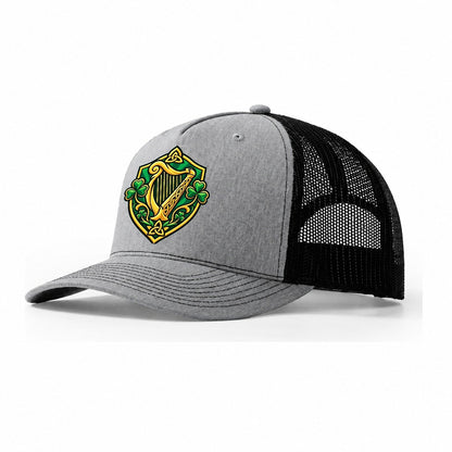 Ireland Minimal Emblem Country Logos Trucker Hat – Sport Grey Black