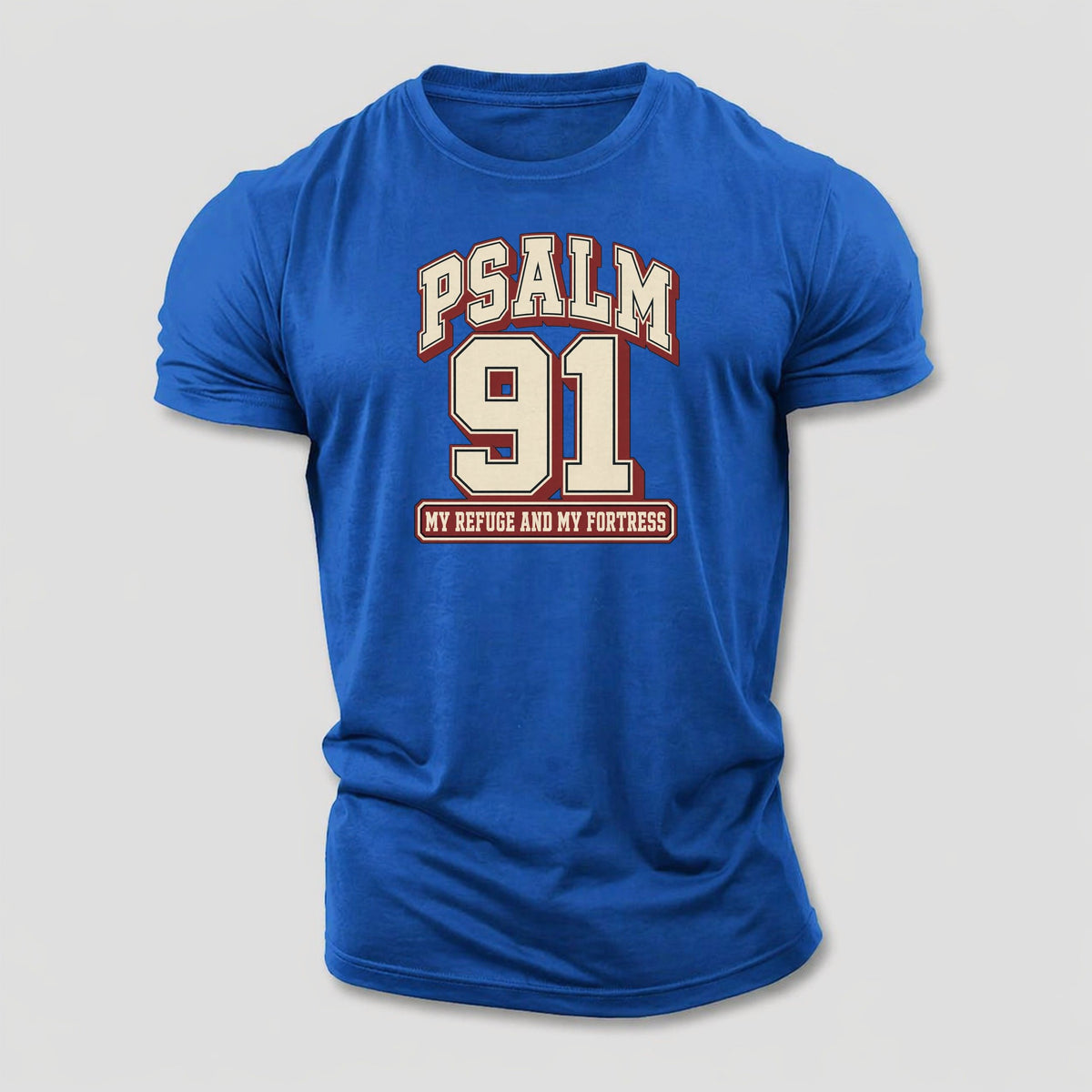 Psalm 91 Varsity Chapel Varsity Cotton T-Shirt – Royal Blue