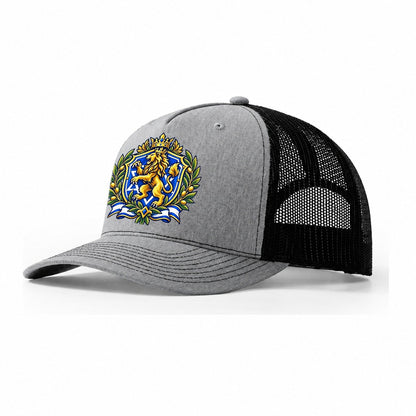 Israel Heraldic Crest Country Logos Trucker Hat – Sport Grey Black