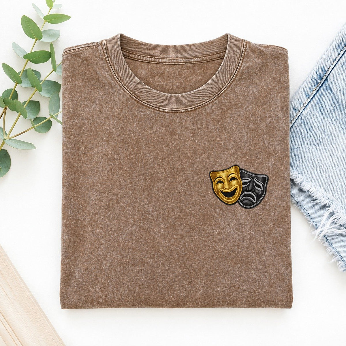 Broadway Masks Left Chest Vintage T-shirt – Brown