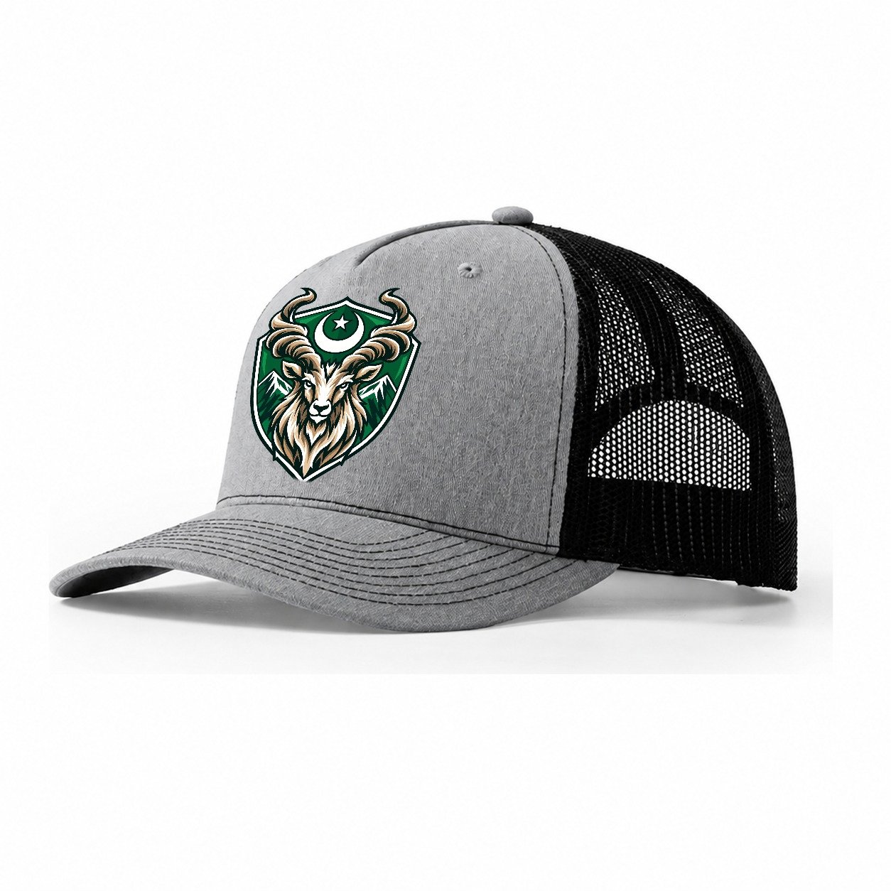 Pakistan Minimal Emblem Country Logos Trucker Hat – Sport Grey Black