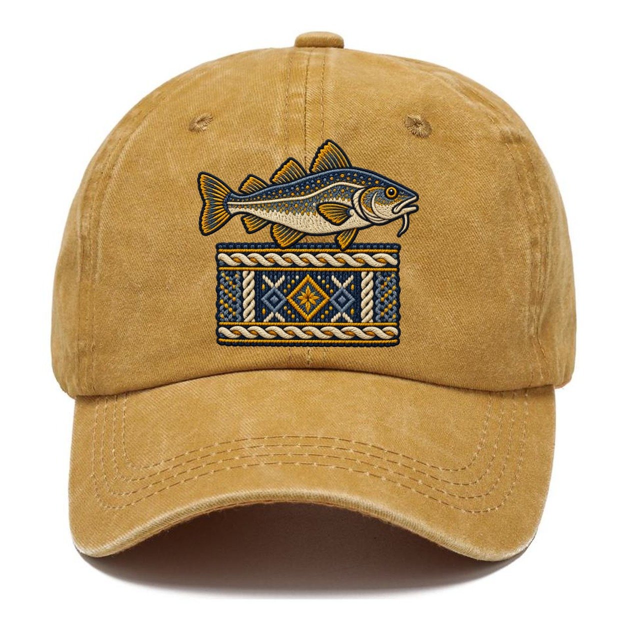 Fisherman S Gansey Knit And Cod Uk Culture Heritage Classic Cap – Golden Harvest