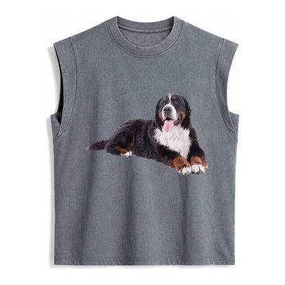 Bernese Mountain Dog Vintage Washed Tank – Grey