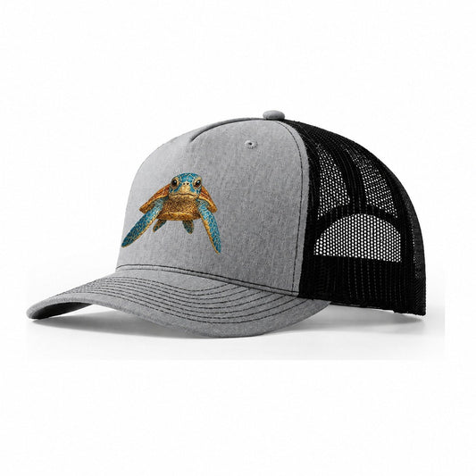 Sea Turtle Serenity Trucker Hat – Sport Grey Black