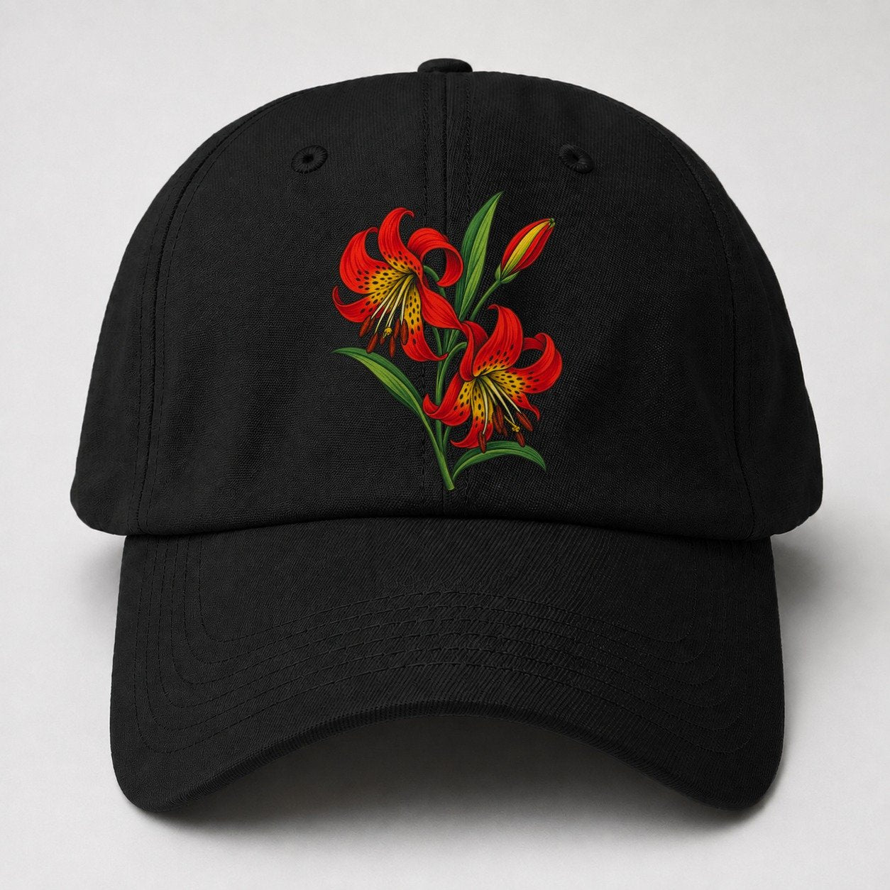 Saskatchewan Western Red Lily Canada Cultural Icons Baseball Cap – Black