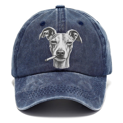 Whippet A Loosely Hand Rolled Cigarette Smoking Dogs Smoking Dogs Portraits Classic Cap – Twilight Navy