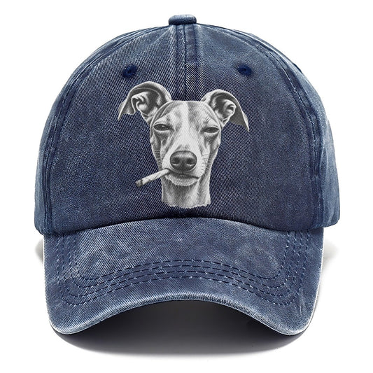 Whippet A Loosely Hand Rolled Cigarette Smoking Dogs Smoking Dogs Portraits Classic Cap – Twilight Navy