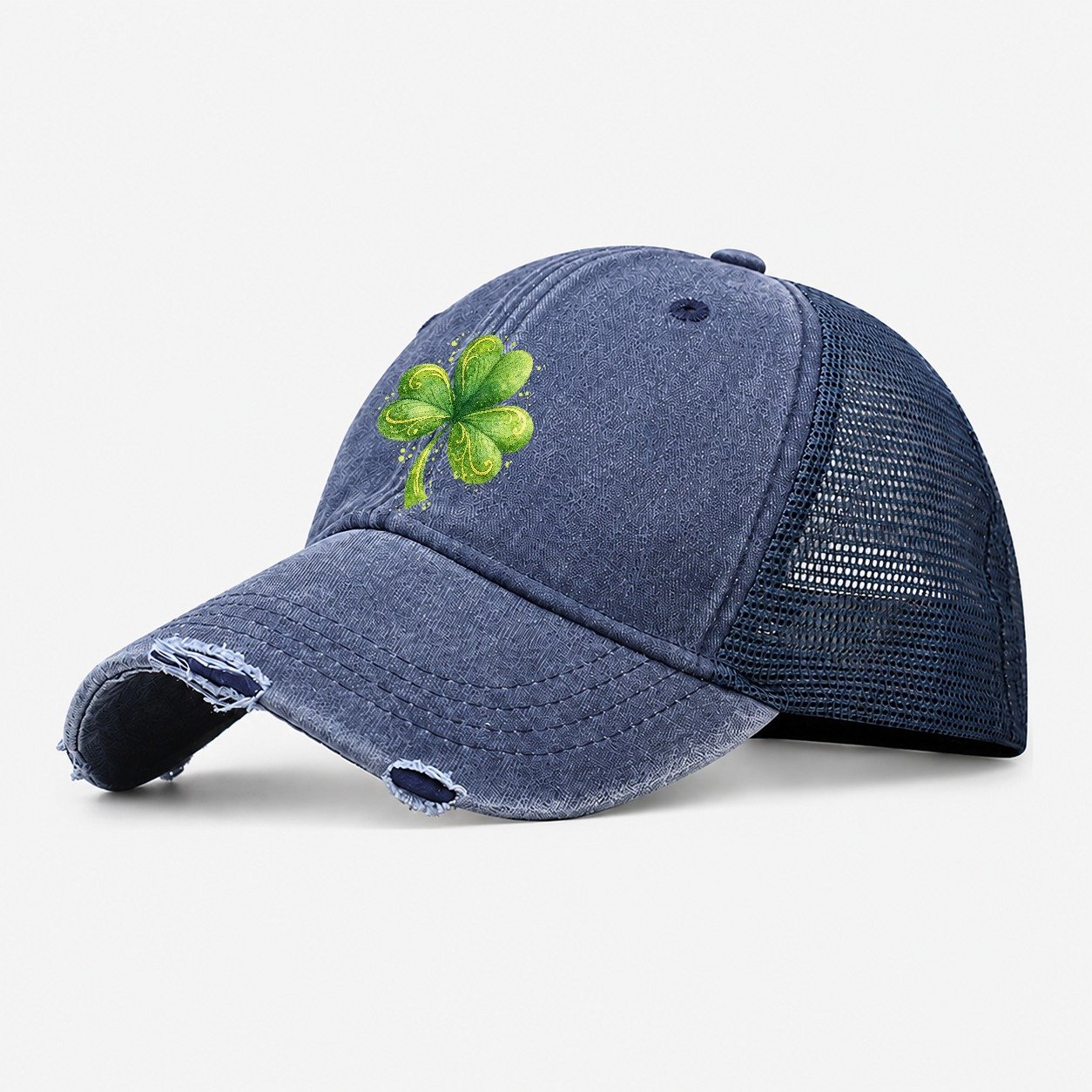 Shamrock Washed Trucker Hat – Navy
