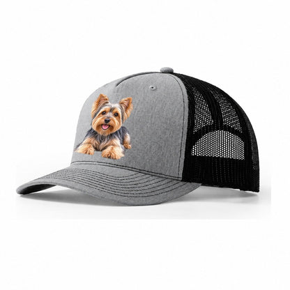 Yorkshire Terrier Lying Down Top Breeds Trucker Hat – Sport Grey Black