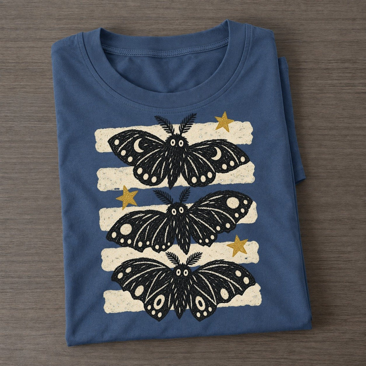 Chalk Moths Night Stripes Classic T-shirt – Twilight Navy