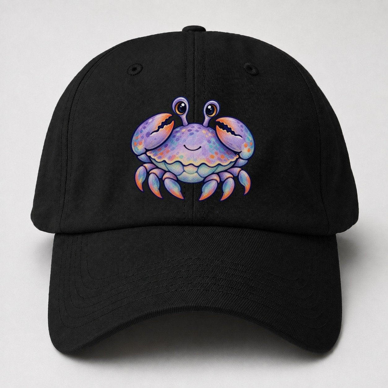 Crab Tucked Claw Hug Sea Sprite Baseball Cap – Black