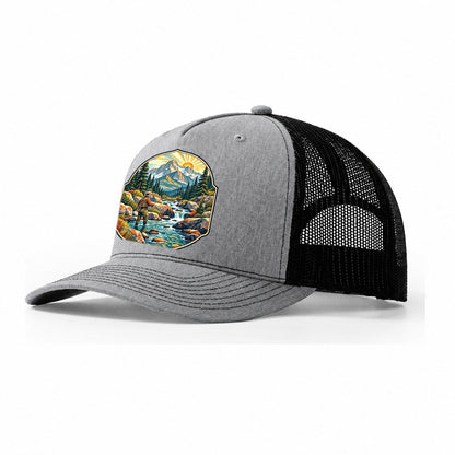 Mountain Creek Headwaters Fishing Club Trucker Hat – Sport Grey Black