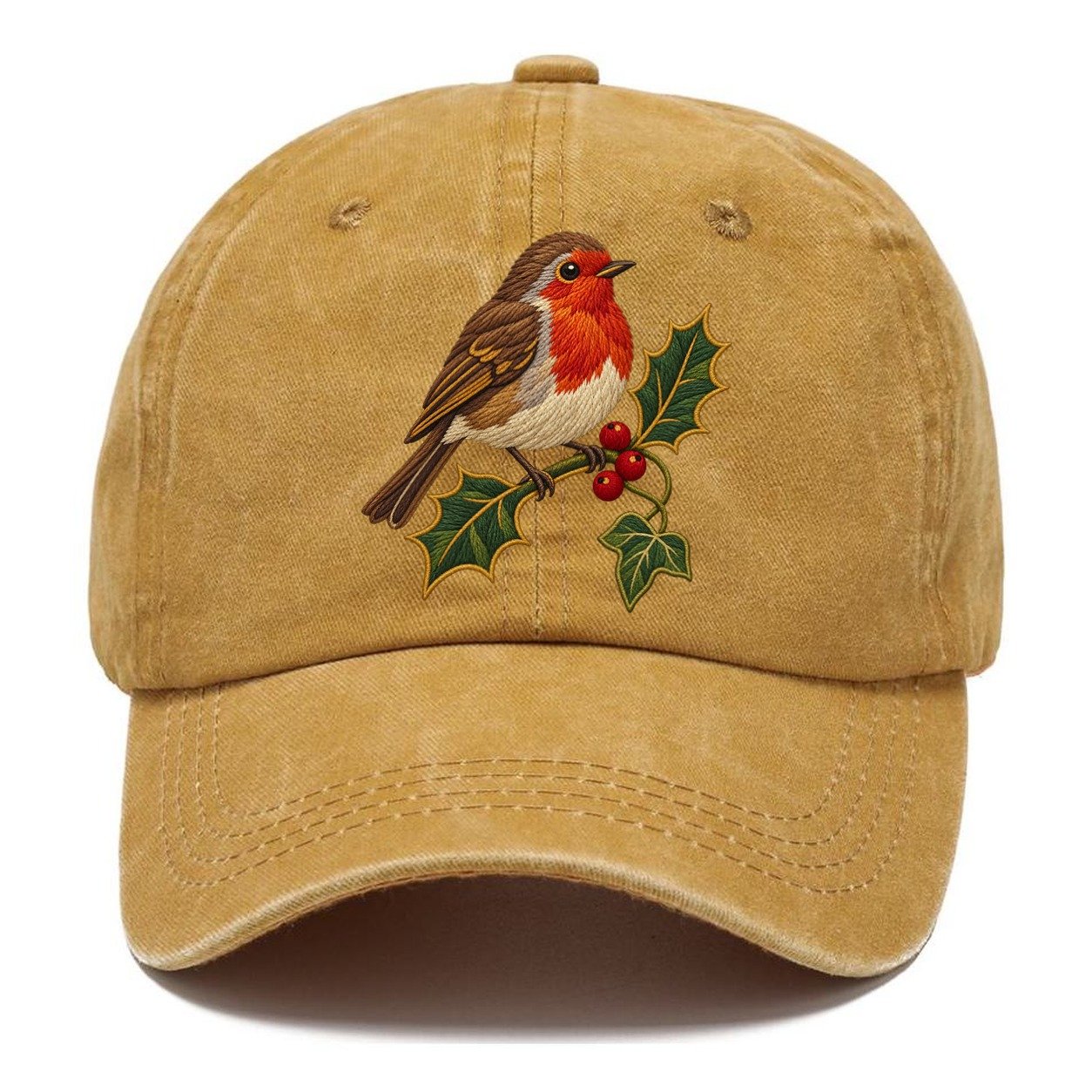 British Robin Holly And Ivy Uk Culture Heritage Classic Cap – Golden Harvest