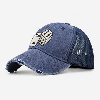 Pair Of White Dice Board Games Washed Trucker Hat – Navy