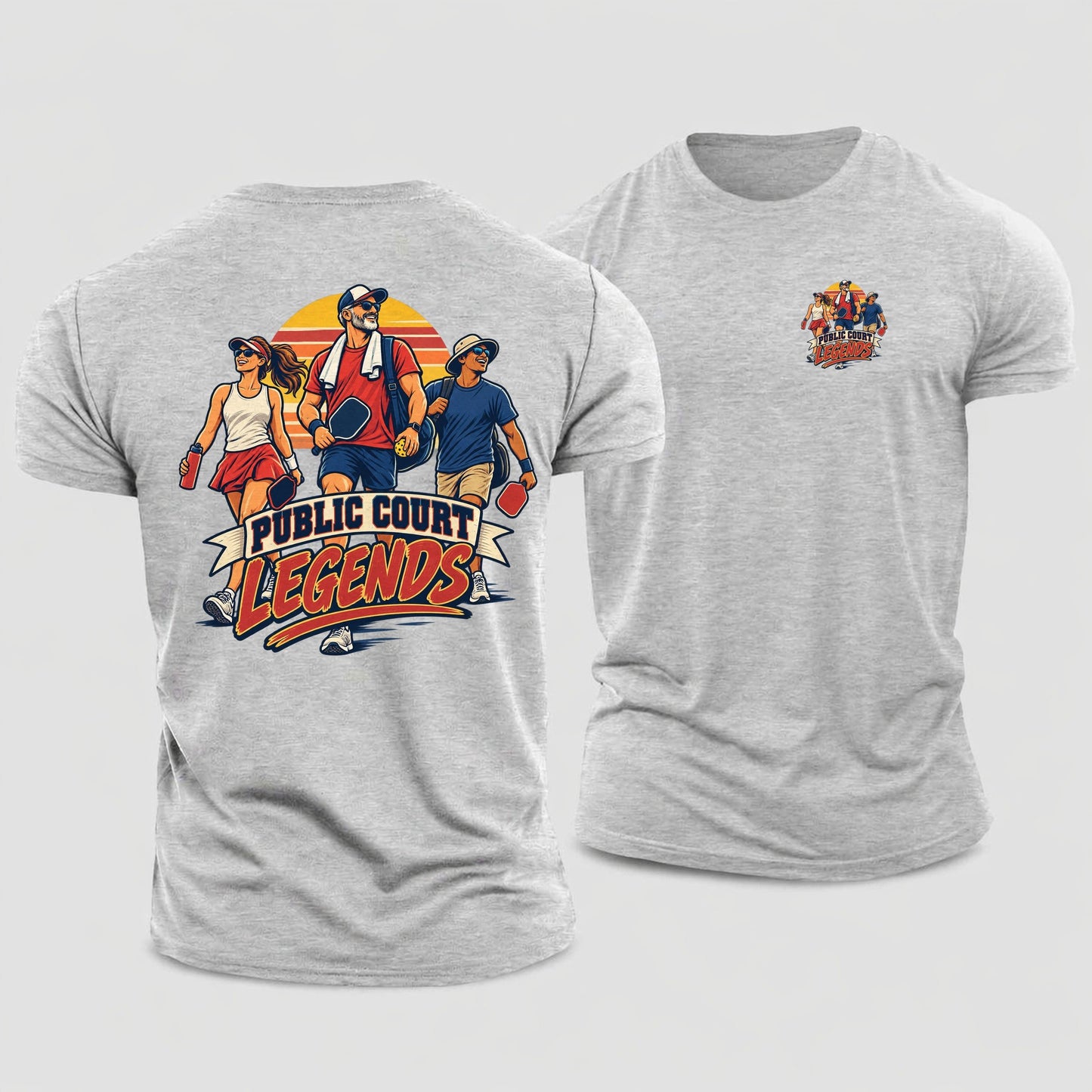 Public Court Legends Pickleball Life Cotton T-Shirt – Sport Grey