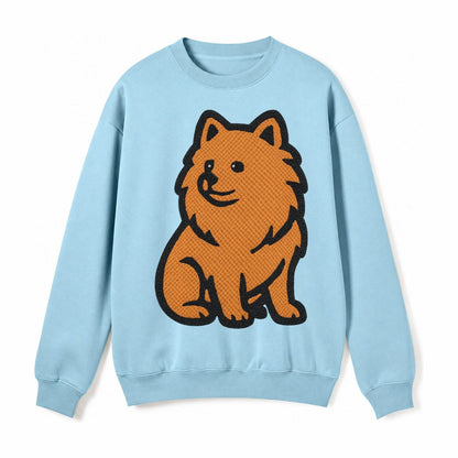 Pomeranian Orange Fluffy Charm Fleece Sweatshirt – Light Blue