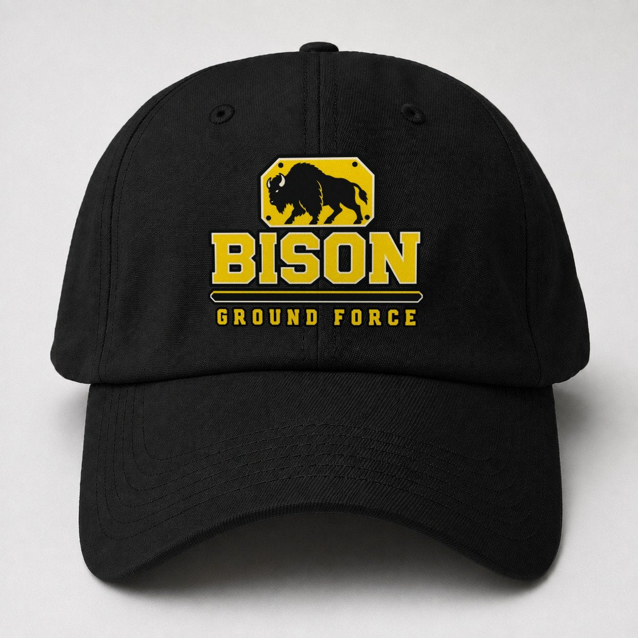 Bison Ground Force Heavy Duty Baseball Cap – Black