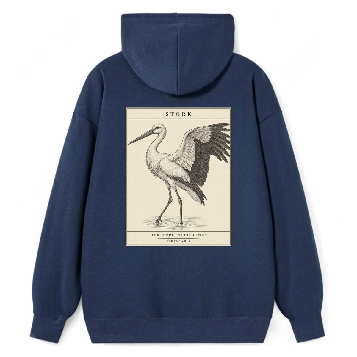 Stork Specimen Plate Creature Canticle Classic Pullover Hoodie – Navy