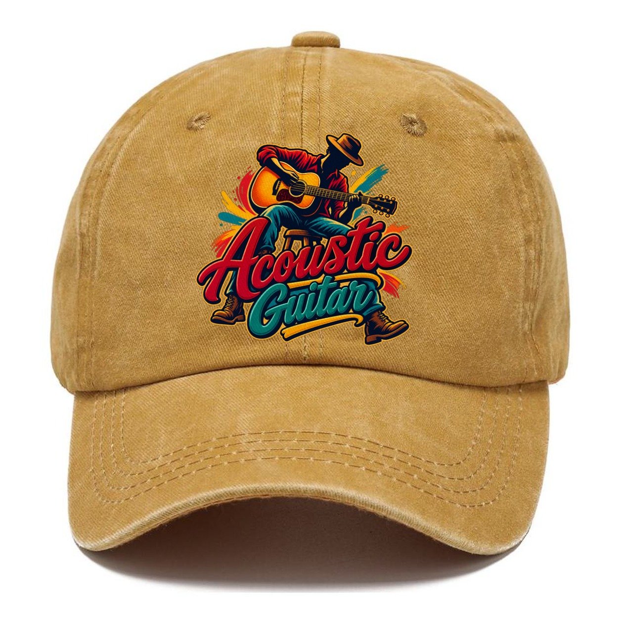 Acoustic Guitar Wordmark Music Instruments Classic Cap – Golden Harvest