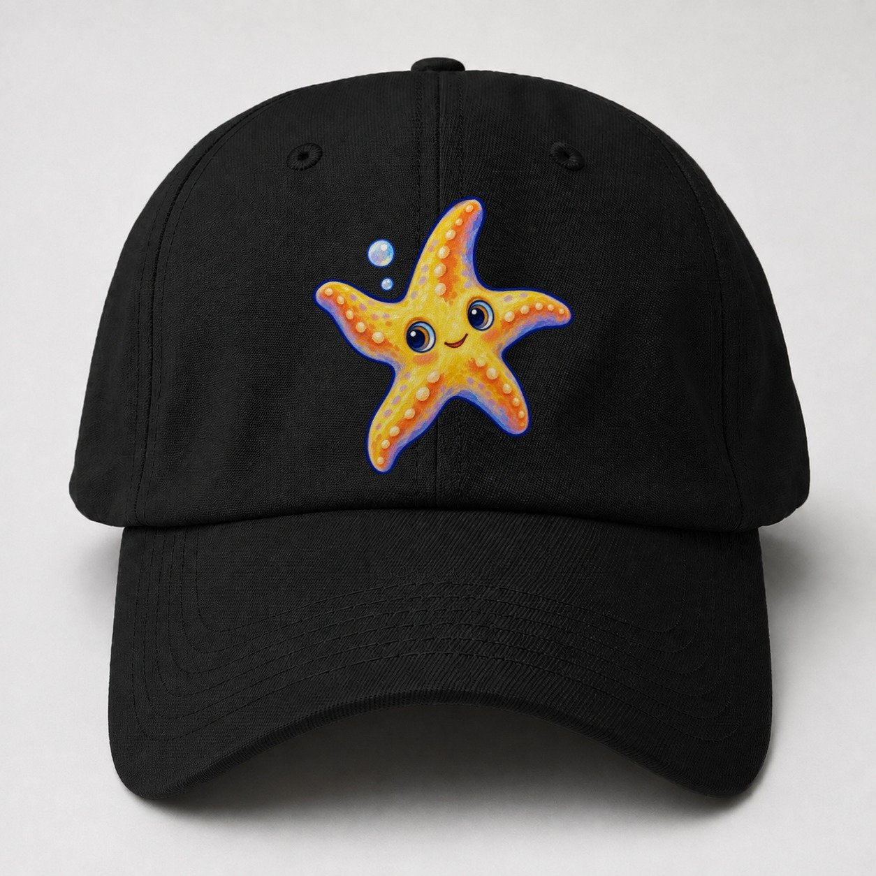 Starfish Side Float Sea Sprite Baseball Cap – Black