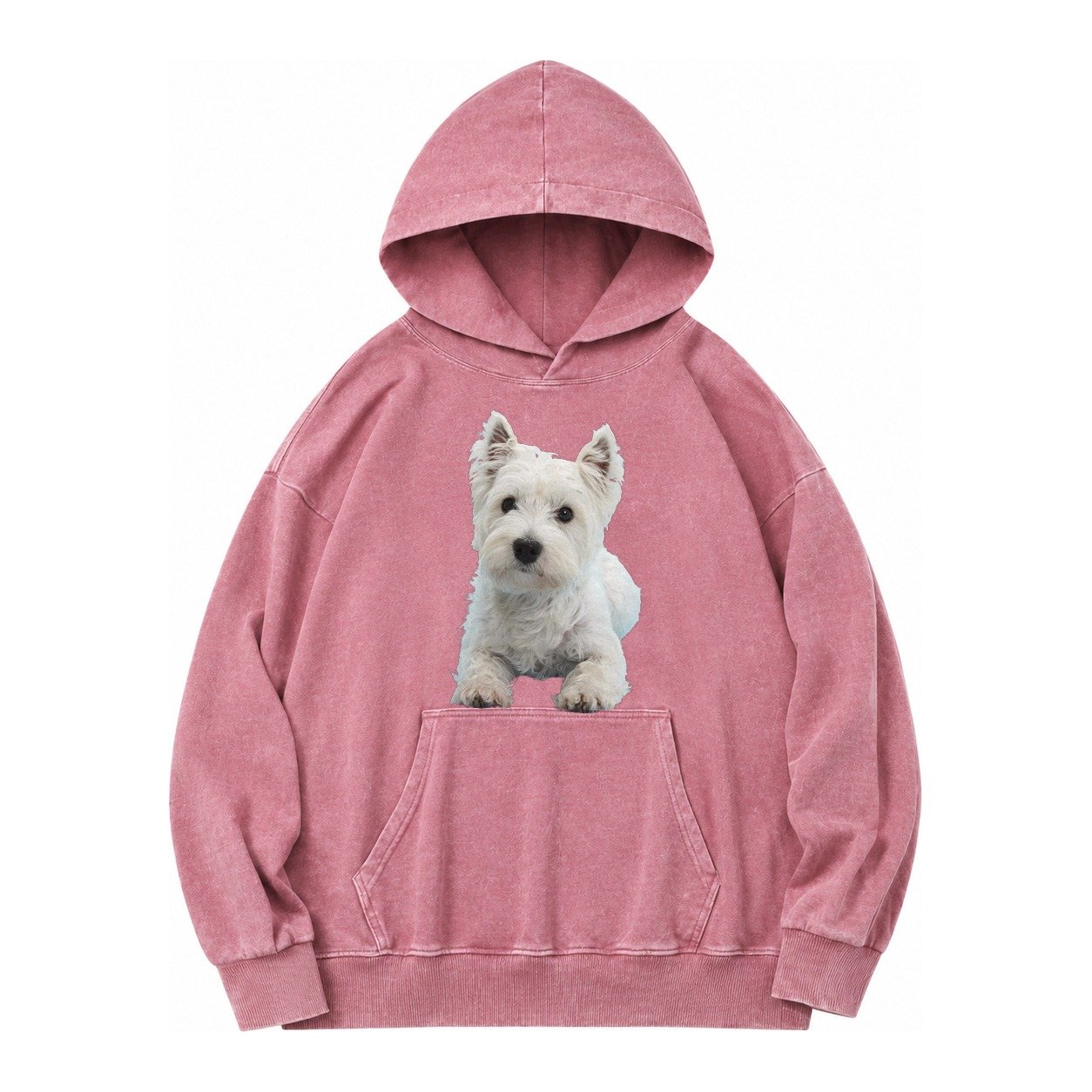 West Highland White Terrier Vintage Washed Hoodie – Dusty Rose