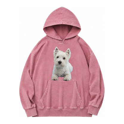 West Highland White Terrier Vintage Washed Hoodie – Dusty Rose
