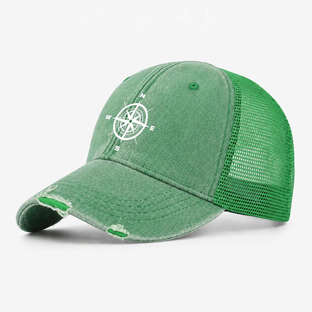 Navigate Your Path Compass Washed Trucker Hat – Ink Green