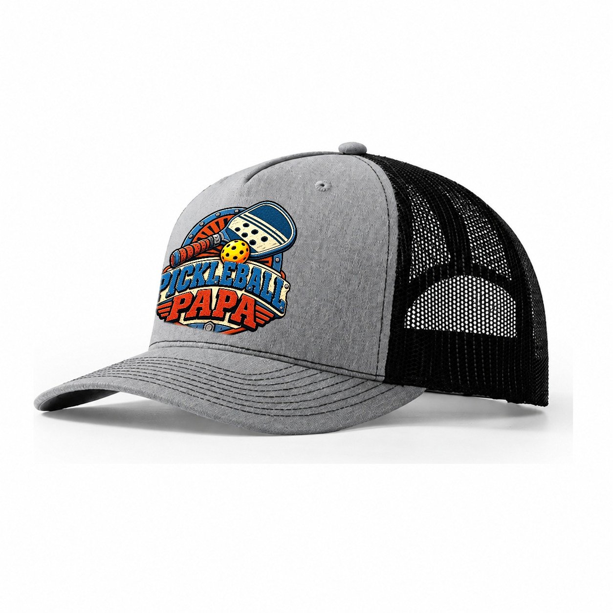 Pickleball Papa Pickleball Life Trucker Hat – Sport Grey Black