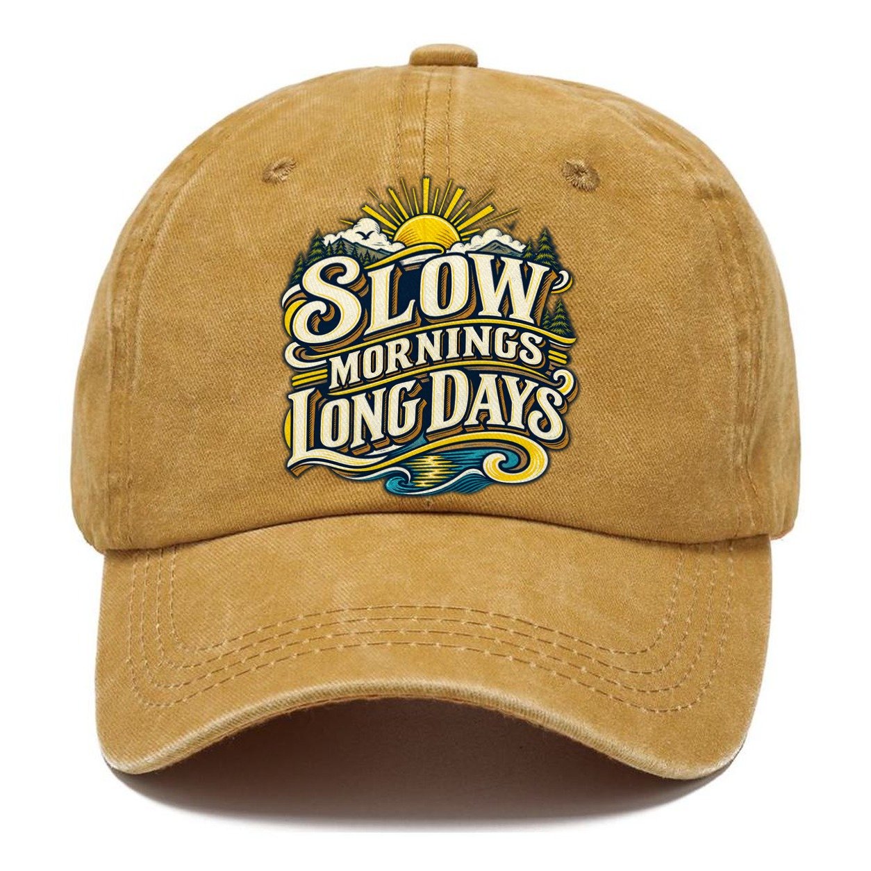 Slow Mornings Long Days Retired Living Classic Cap – Golden Harvest