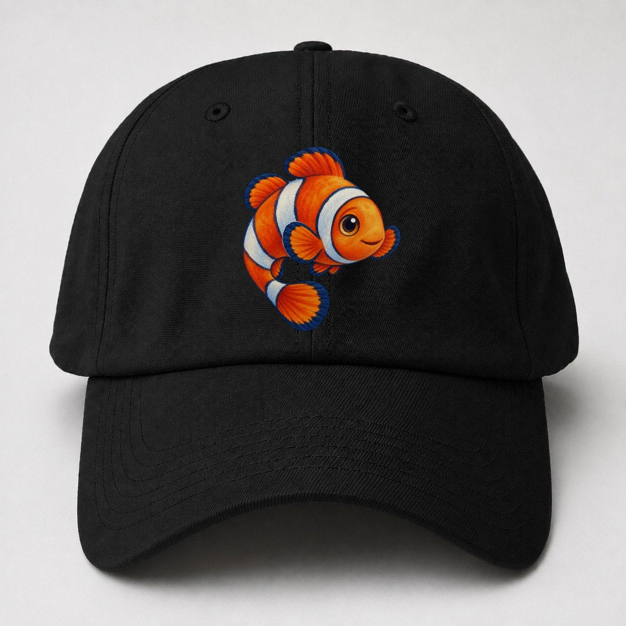 Clownfish Crescent Swim Sea Sprite Baseball Cap – Black