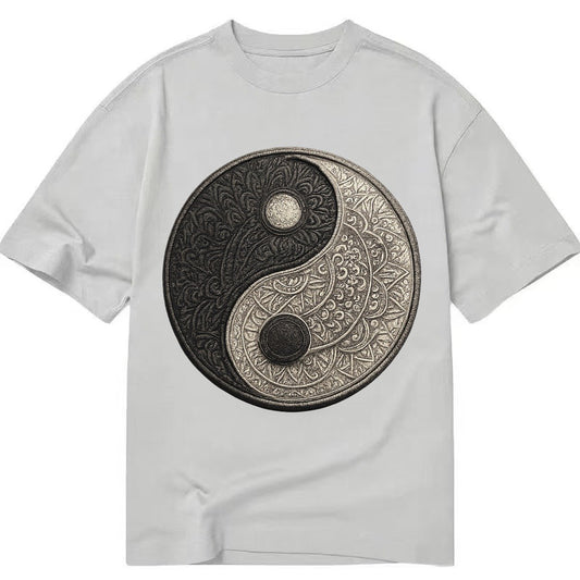 Mandala Yin Yang Pattern Classic T-shirt – Grey