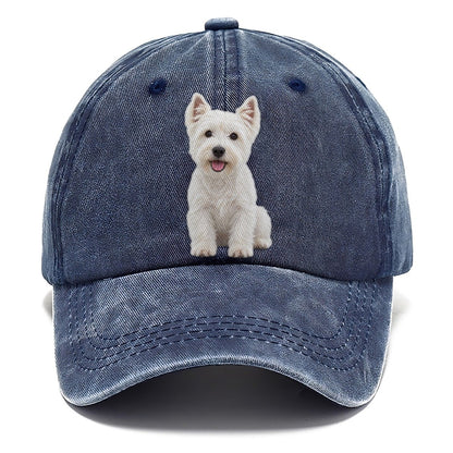 West Highland White Terrier Westie Sitting Top Breeds Classic Cap – Twilight Navy