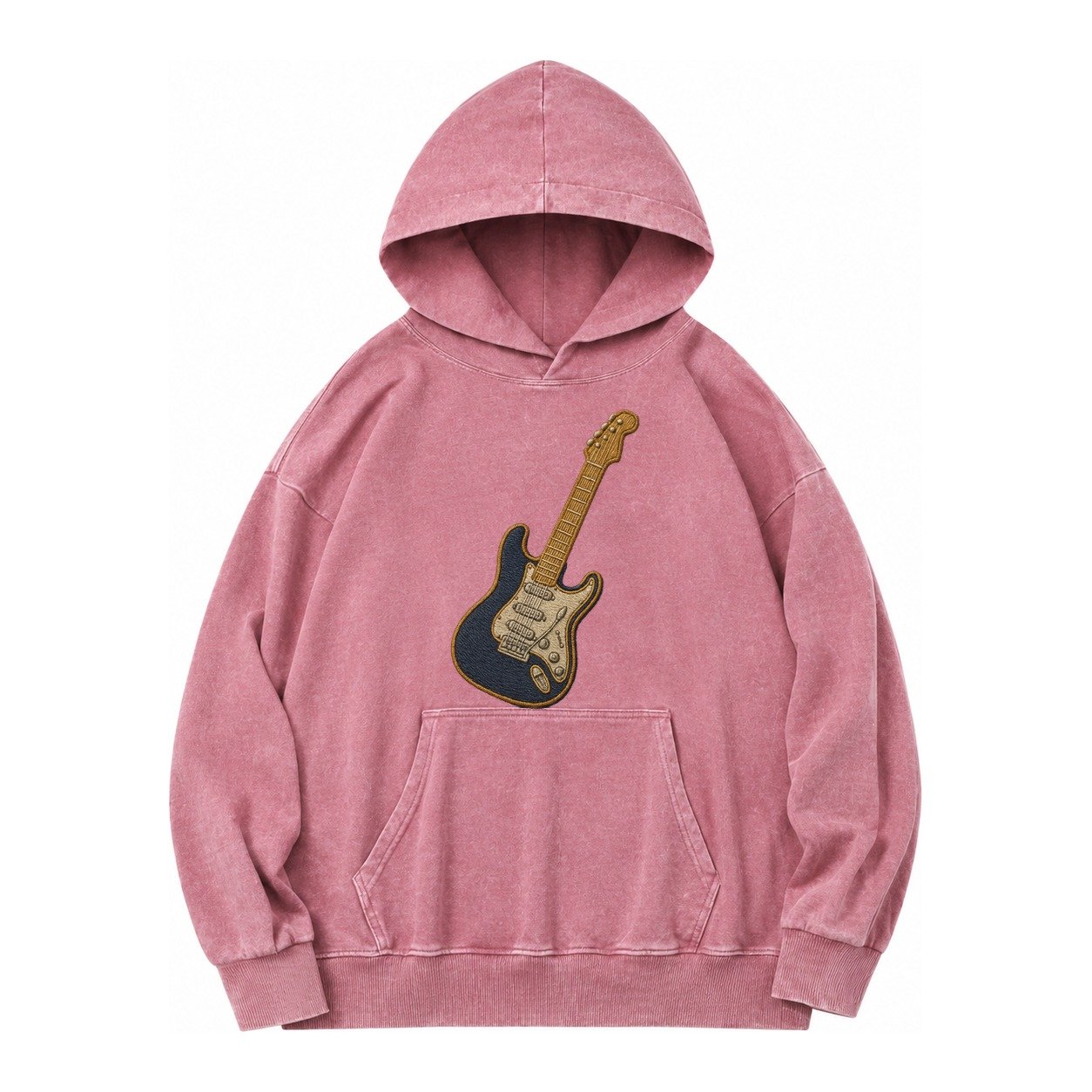 Electric Guitar Vintage Washed Hoodie – Dusty Rose