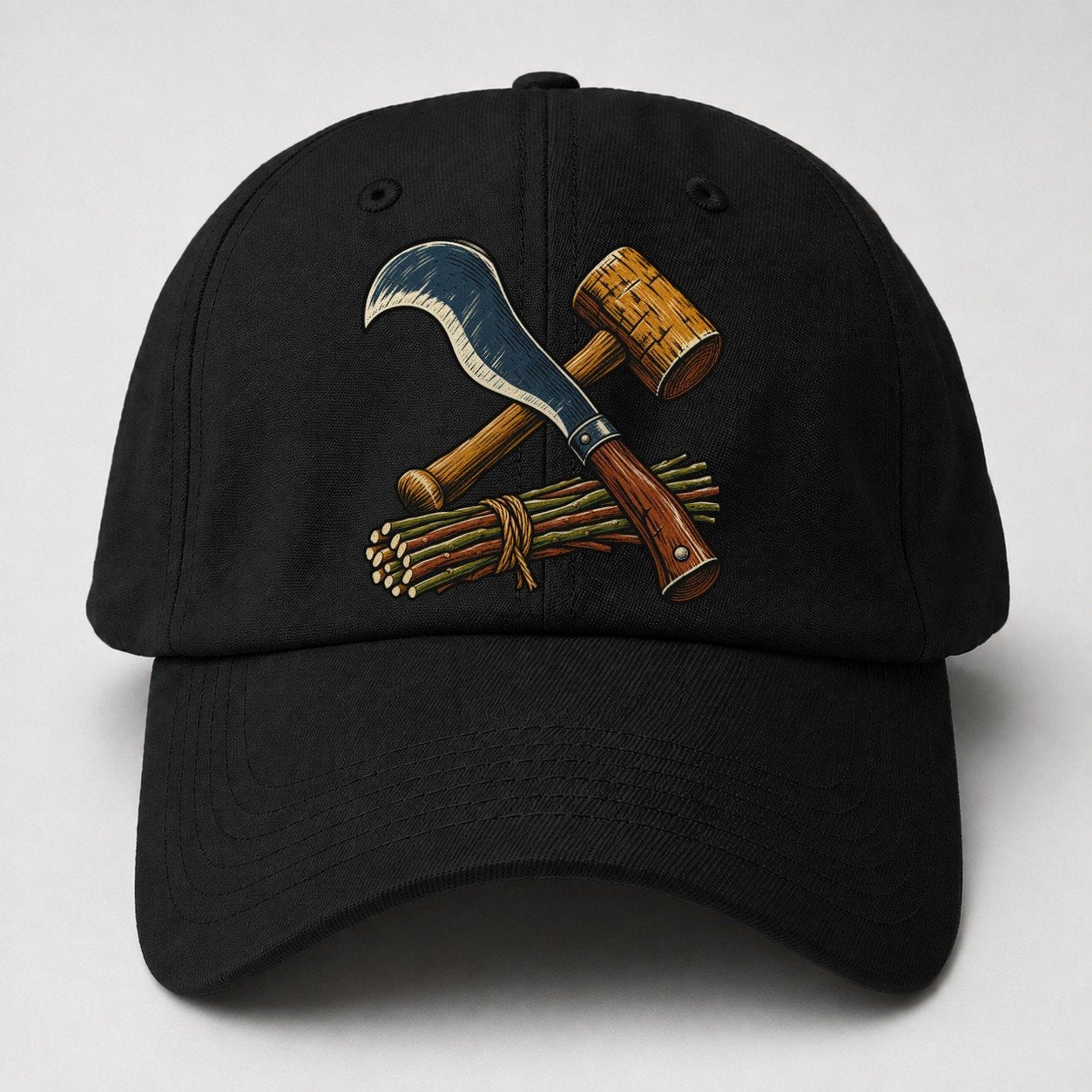 Hedgelayer Billhook Mallet And Hazel Rods Uk Culture Heritage Baseball Cap – Black
