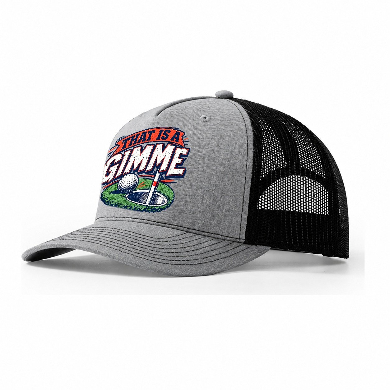 Thats A Gimme Golf Life Trucker Hat – Sport Grey Black