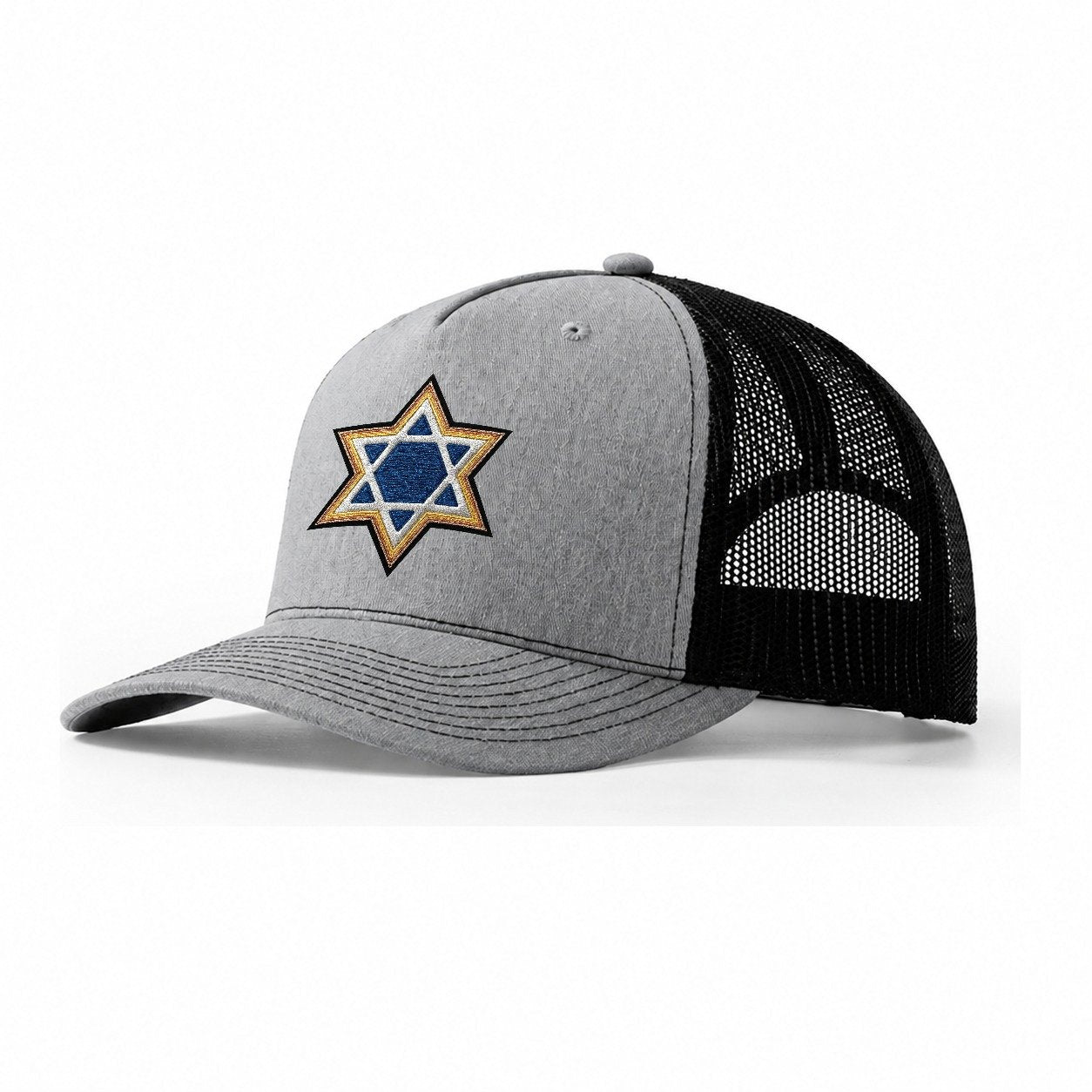 Star Of David Trucker Hat – Sport Grey Black
