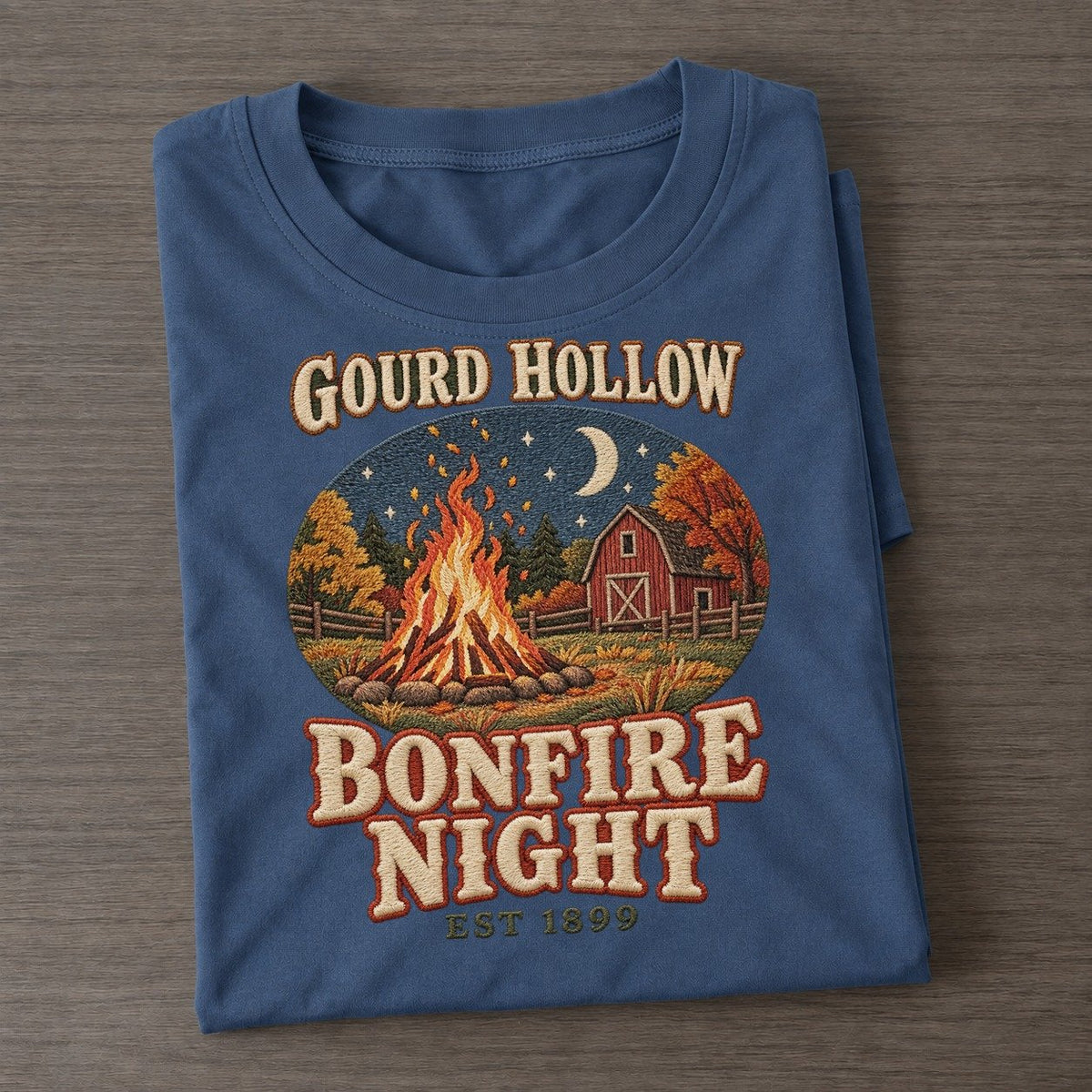 Bonfire Night Gourd Hollow Classic T-shirt – Twilight Navy