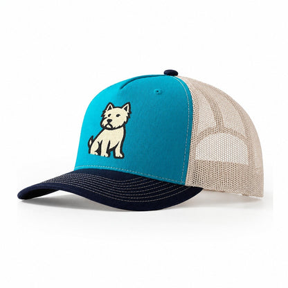 West Highland White Terrier Alert Stan Trucker Hat – Teal-Navy