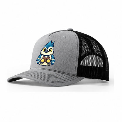 Jay With Binoculars Birdwatching Trucker Hat – Sport Grey Black
